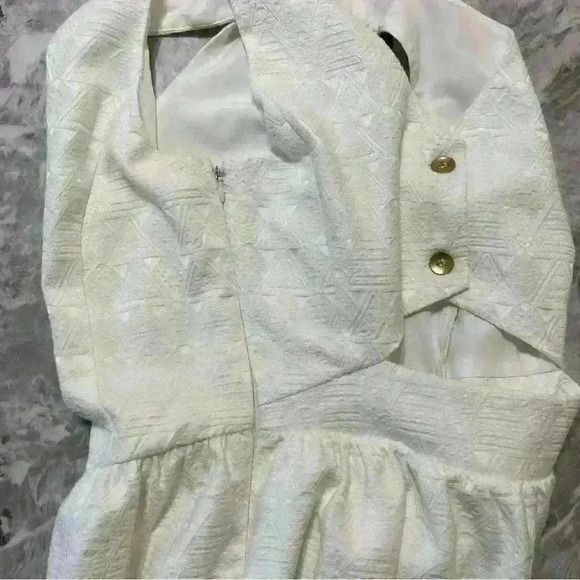 KENSIE TEXTURED FIT AND FLARE DRESS WHITE SMALL BEACH BOHO SUMMER VACATION - Picture 7 of 12